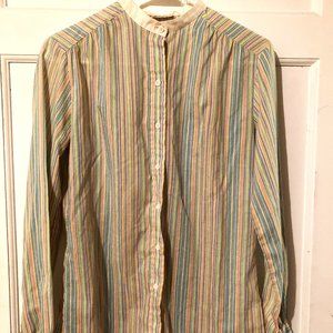 GORDON OF PHILADELPHIA Vintage 70s/80s Striped B-Dwn LSl Shirt/Blouse ~ Sz 8